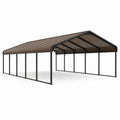 Carport double en acier noir avec toiture à double pente en polycarbonate brun, 600 × 600 × 300 cm