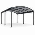 Carport en acier anthracite avec toit arqué en polycarbonate fumé translucide, 600 × 300 × 250 cm