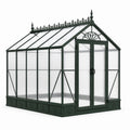 Serre de jardin victorienne en aluminium vert foncé et polycarbonate translucide avec double porte, 257 × 193 × 228 cm