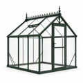 Serre de jardin victorienne en aluminium vert foncé et verre transparent, 190 × 190 × 230 cm, avec porte et lucarne