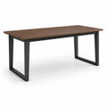 Table à manger rectangulaire 160 × 80 × 75 cm, effet bois marron et métal noir, style industriel