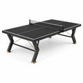 Table de tennis de table noire en MDF et acier, 274 × 152,5 × 76 cm, filet inclus