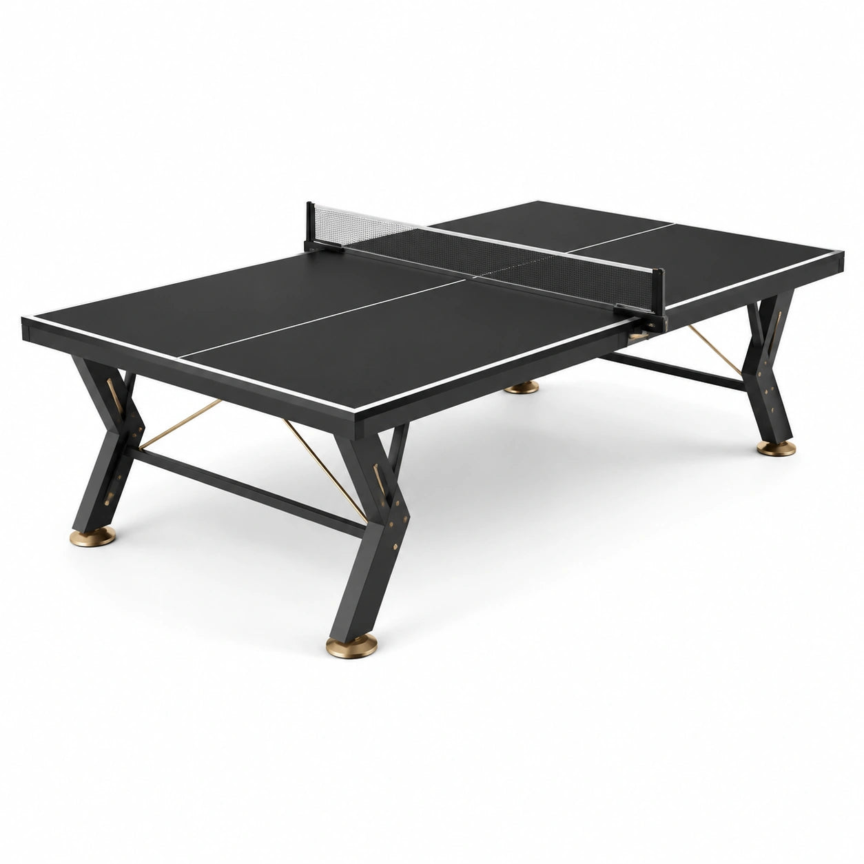 Table de tennis de table noire en MDF et acier, 274 × 152,5 × 76 cm, filet inclus