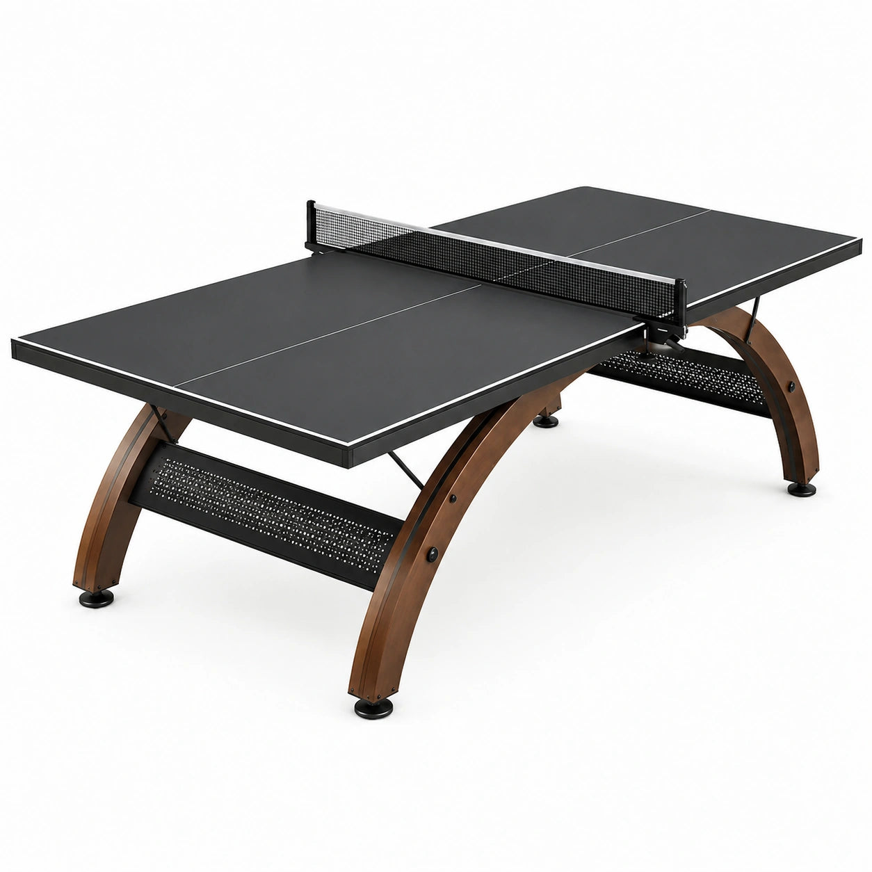 Table de ping-pong 274 × 152,5 × 76 cm, noire, marron et argentée