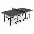 Table de tennis de table pliable noire et argentée 274 × 152,5 × 76 cm avec roulettes et filet