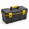 Boîte à outils portable en plastique noir et jaune, 58 × 28 × 30 cm, double fermeture