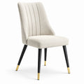 Chaise de salle à manger en tissu bouclé écru, pieds en métal noir et doré, 50 × 58 × 86 cm