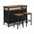Ensemble avec table haute 120 × 40 × 100 cm et 2 tabourets 40 × 30 × 65 cm, brun et noir