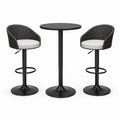 Ensemble de bar 3 pièces noir et blanc cassé avec table ronde Ø 60 × H 90 cm et 2 tabourets réglables 52 × 50 × H 95 cm