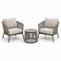 Ensemble de jardin 3 pièces, 2 fauteuils 76 × 78 × 82 cm et table ronde Ø 60 × 45 cm, taupe, beige et anthracite